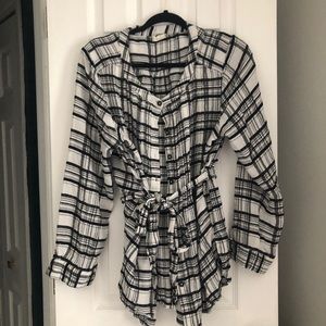 Anthro button up belted tunic top